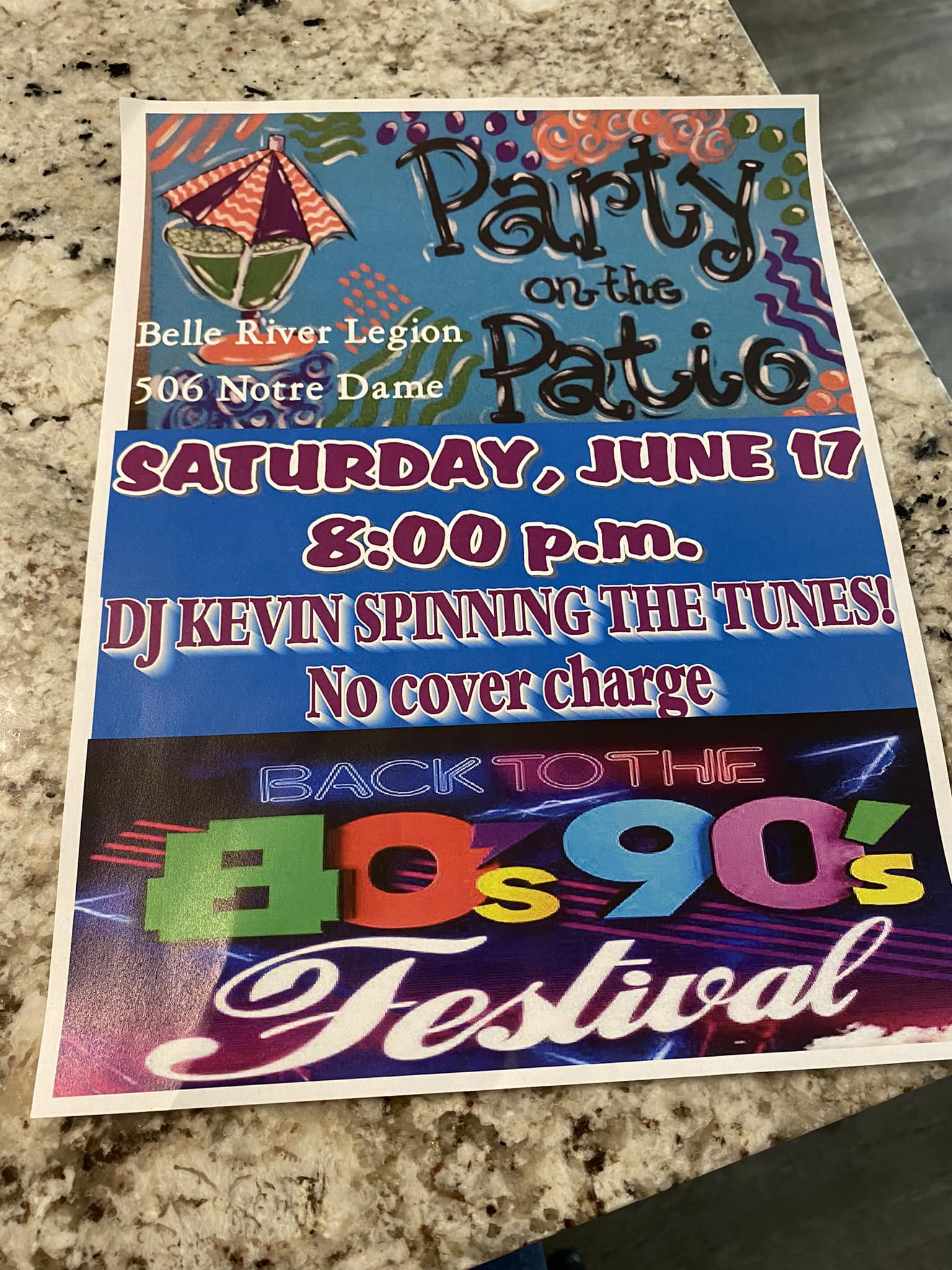 Back To The 80s 90s Party on The patio Belle River On the Lake BIA