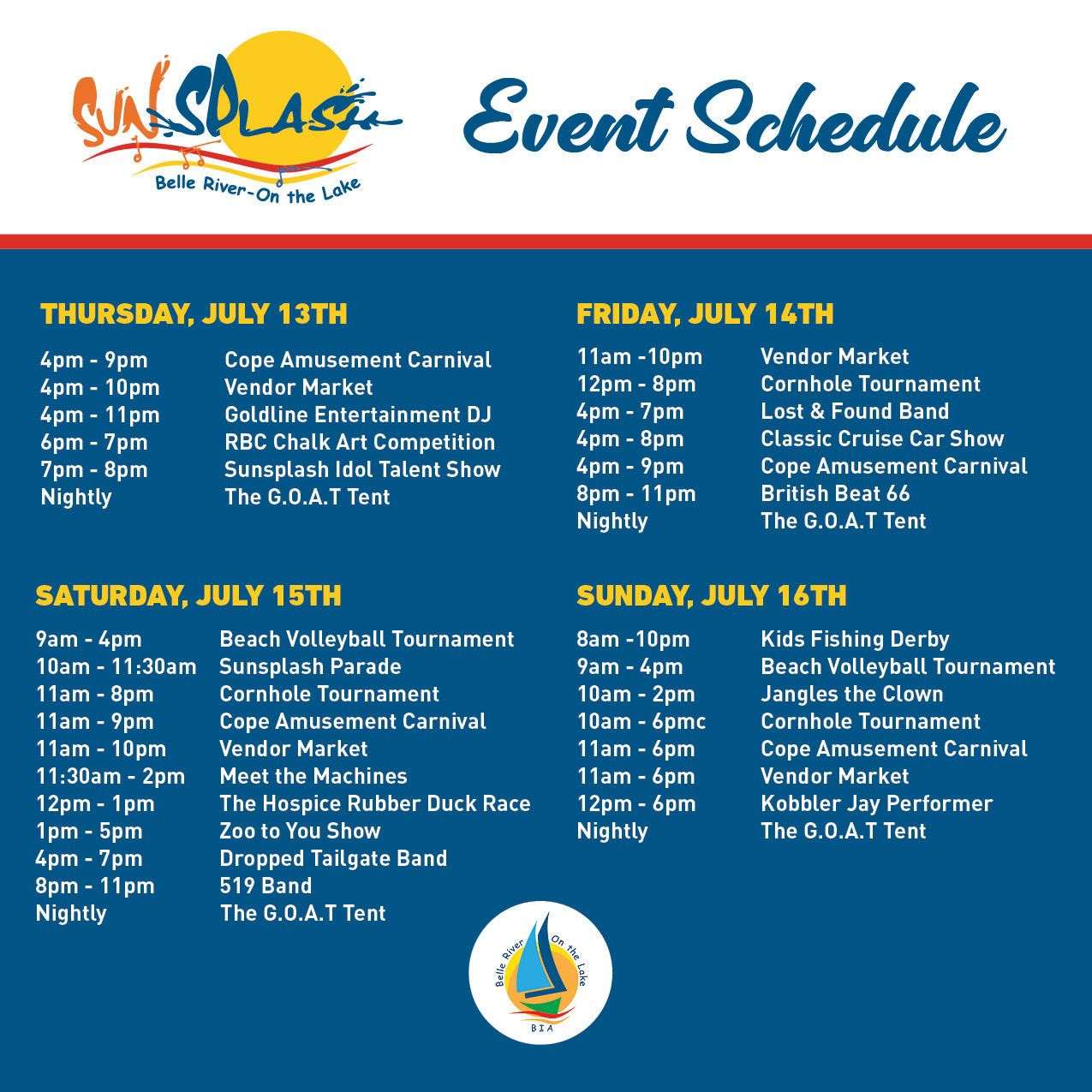 2023 Sunsplash Festival Schedule